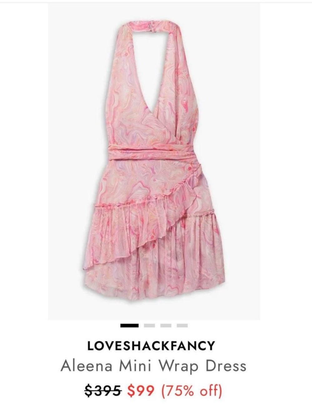 LoveShackFancy Pink Marble Halter Aleena Mini Dress